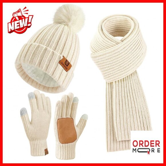 Winter Beanie Scarf Gloves Set Fleece Lined Touchscreen 3-in-1 main image 6